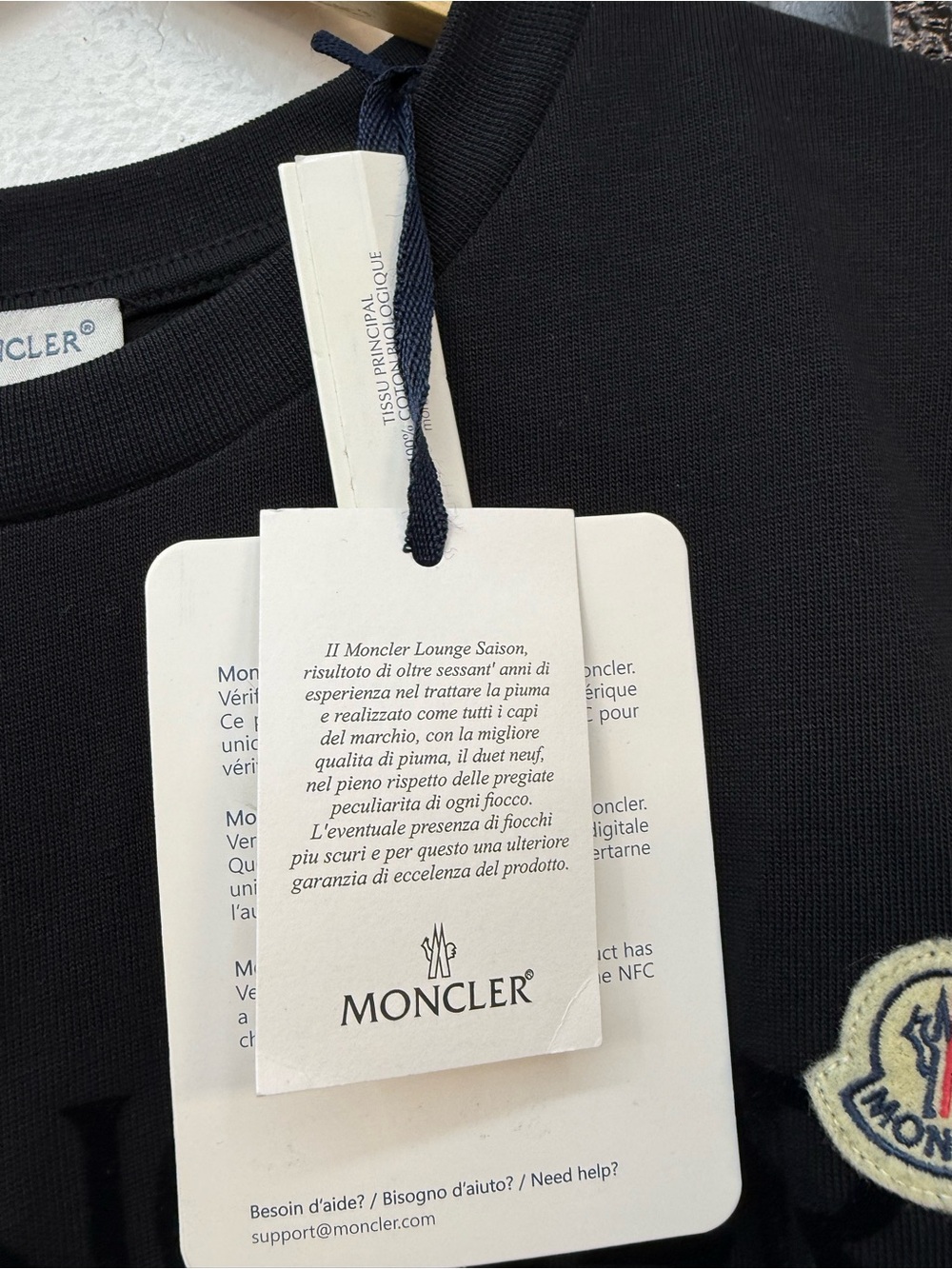 Moncler mens Black Short-Sleeve Logo Crewneck Tee w tags - Picture 7 of 12